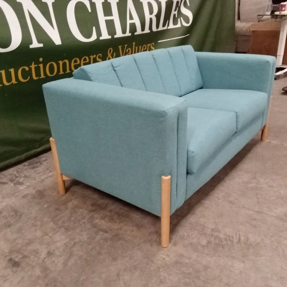 QUALITY DESIGNER SYDNI 2 SEATER FABRIC SOFA - TEAL