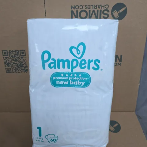 PAMPERS PREMIUM PROTECTION NEW BABY DIAPERS SIZE 1 – 60 COUNT (2–5 KG)