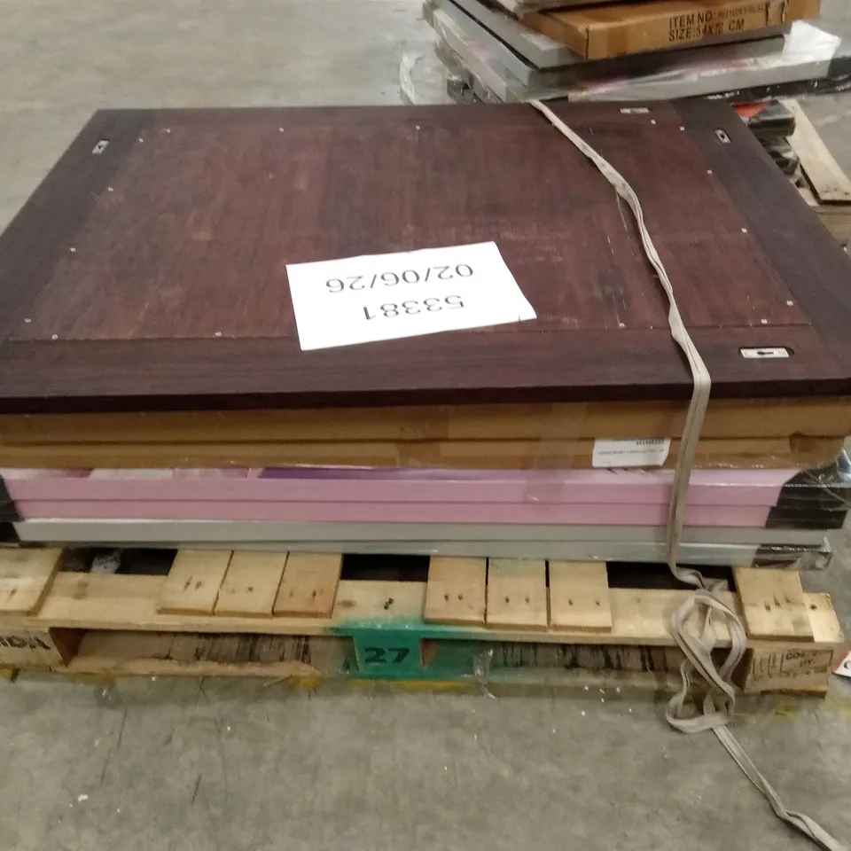 PALLET OF ASSORTED WALL DECOR PRODUCTS TO INCLUDE; CANVAS ART PRINTS AND WALL MIRRORS