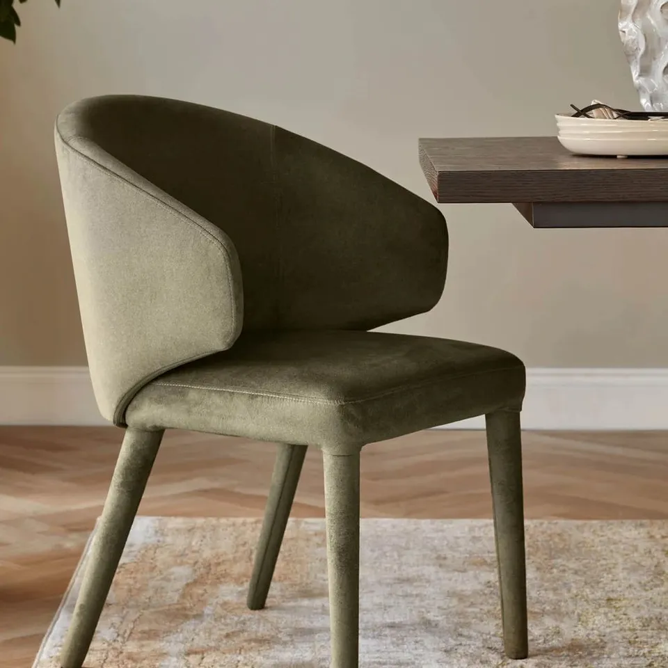 BOXED DANETTI ETHAN OLIVE GREEN VELVET DINING CHAIR