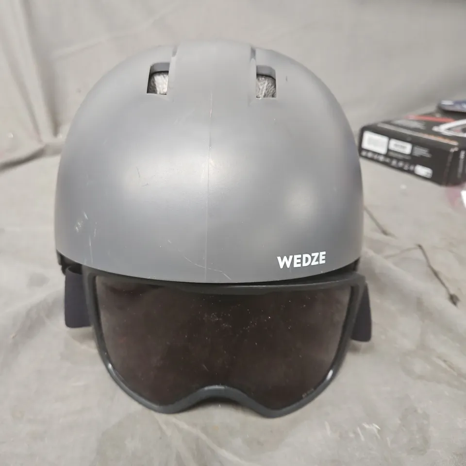 Wedze Ski Helmet with Integrated Goggles – Grey