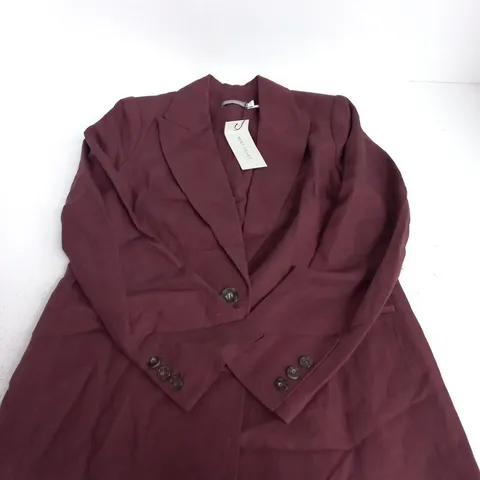 MINT VELVET BURGUNDY LINEN BLAZER, UK SIZE S