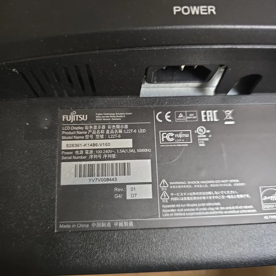 FUJITSU L22T-6 LED LCD MONITOR