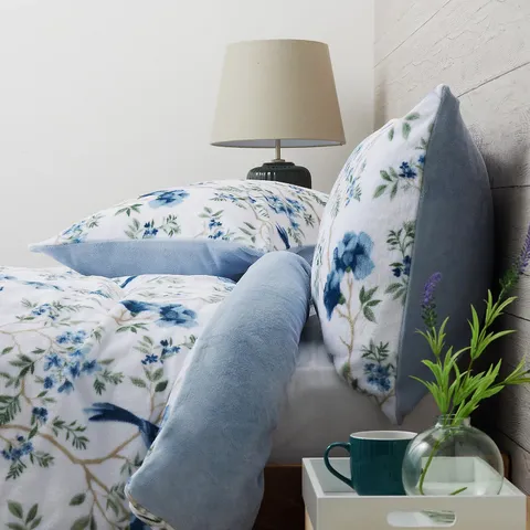 COZEE HOME VELVETSOFT MAYFAIR FLORAL PRINT 3 PIECE DUVET SET IN BLUE - KING