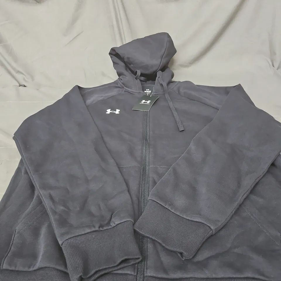 UNDER ARMOUR RIVAL FLEECE FULL-ZIP HOODIE – BLACK, M/M/M (VERIFY SIZE)