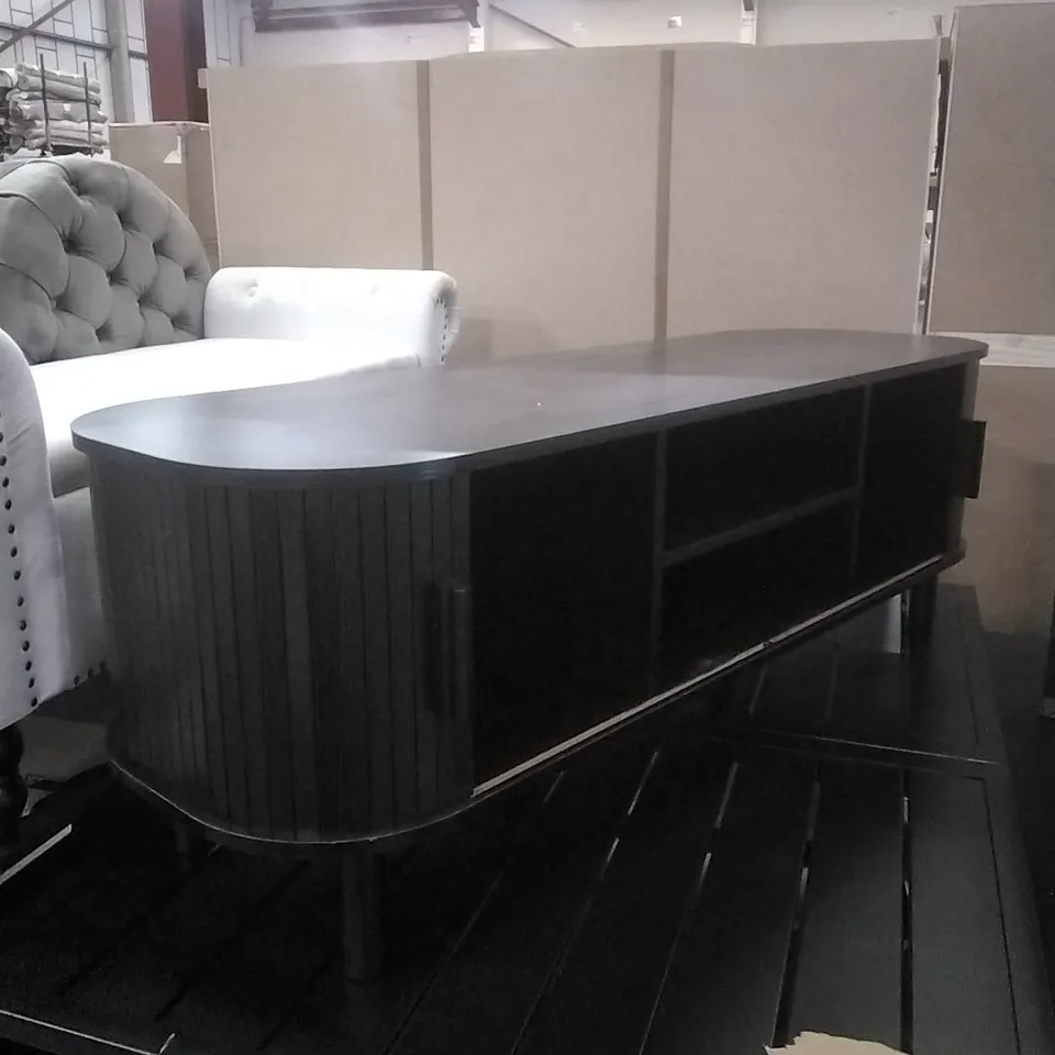 BLACK FLUTED OVAL TV STAND