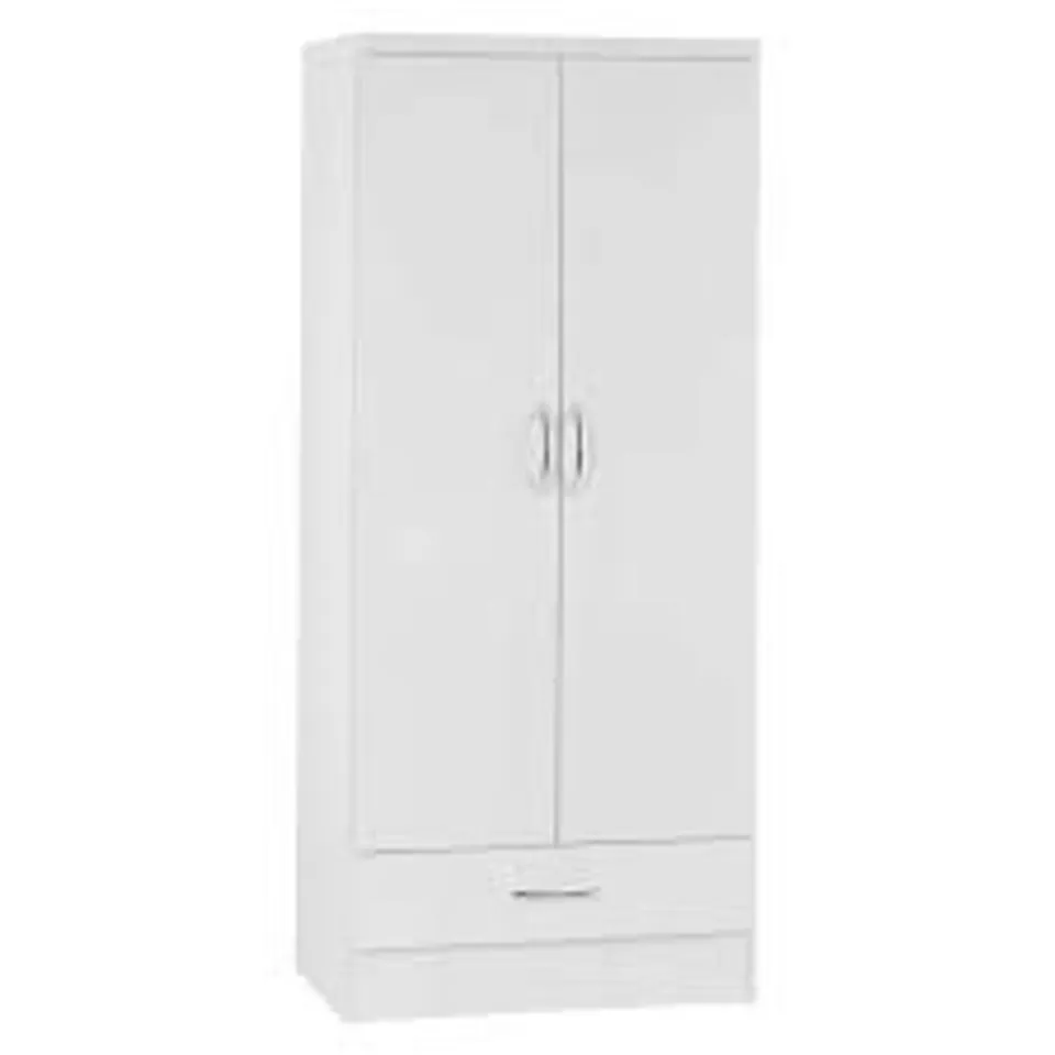 BOXED NEVADA 2 DOOR 1 DRAWER WARDROBE IN WHITE GLOSS   , COMPLETE 2  BOXES 