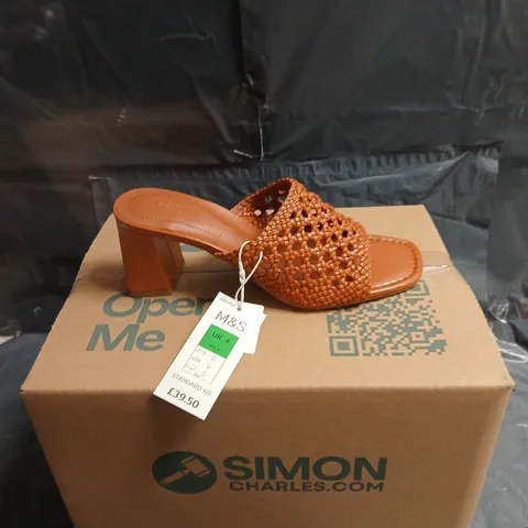 M&S WOMEN’S BROWN WOVEN LEATHER SANDALS – UK 4