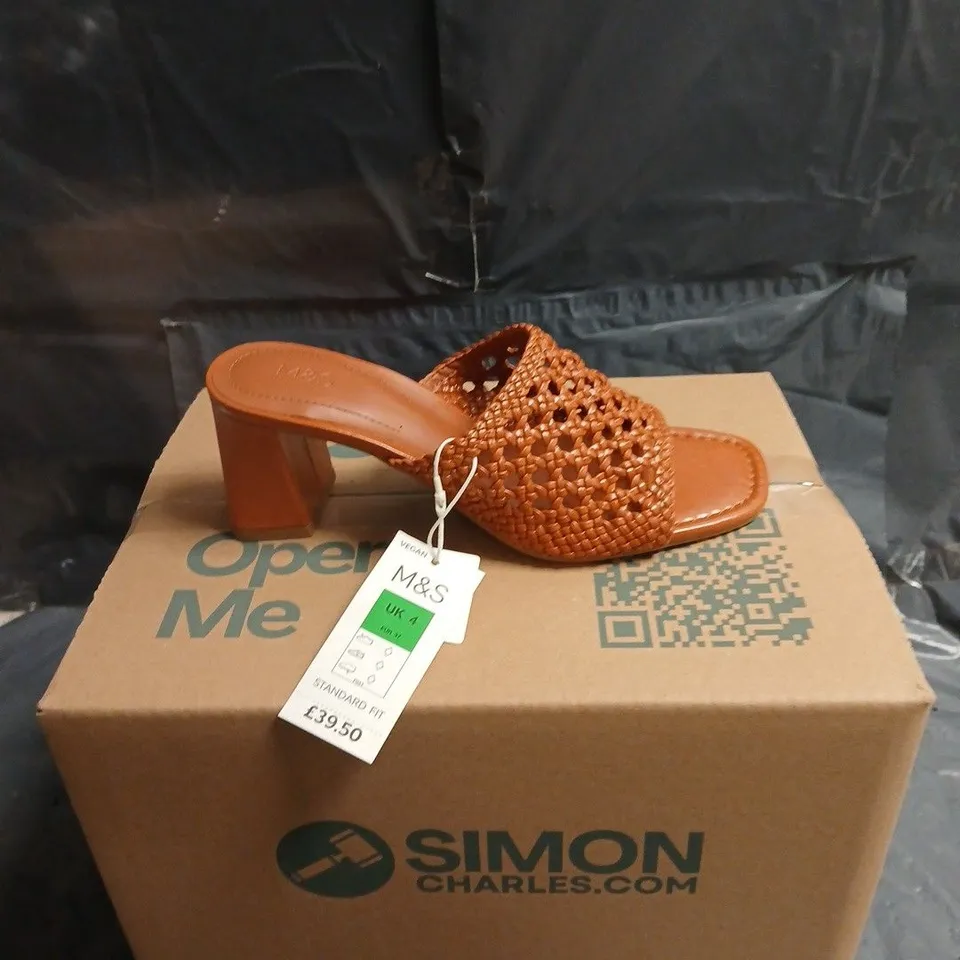 M&S WOMEN’S BROWN WOVEN LEATHER SANDALS – UK 4