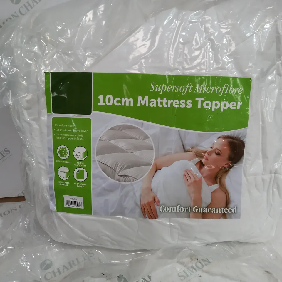 SUPERSOFT MICROFIBRE 10CM MATTRESS TOPPER - DOUBLE - WHITE