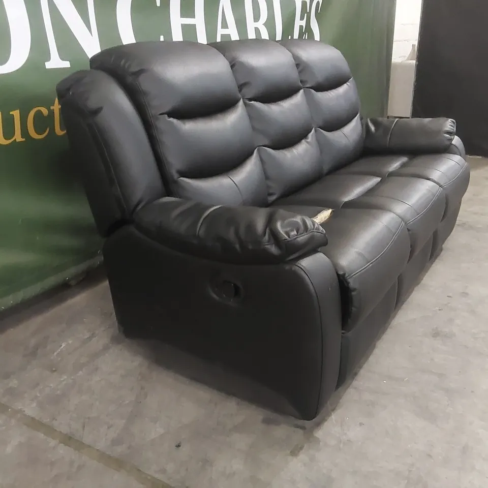 QUALITY DESIGNER FAUX LEATHER 3 SEATER RECLINER SOFA - DAMAGED
