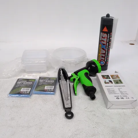 TOTE OF APPROXIMATELY 20 ASSORTED ITEMS TO INCLUDE MIN FAN, STIXALL EXTREME POWER, SOFT SLEEVES, PLASTIC POTS ETC