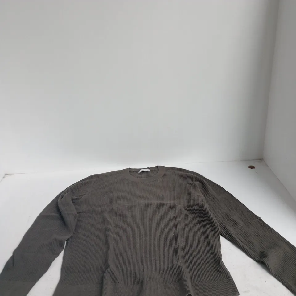 MNG KNIT TOP – BROWN RIBBED JERSEY, EUR XL / USA XL (UK SIZE NOT STATED)