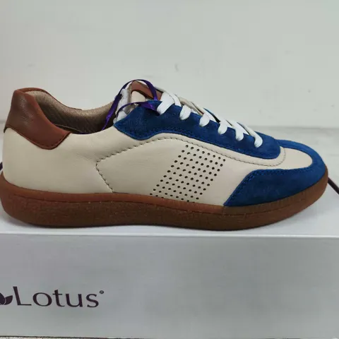 BOXED PAIR OF LOTUS FRAPPORTA BLUE/MULTI SNEAKERS – UK SIZE 4