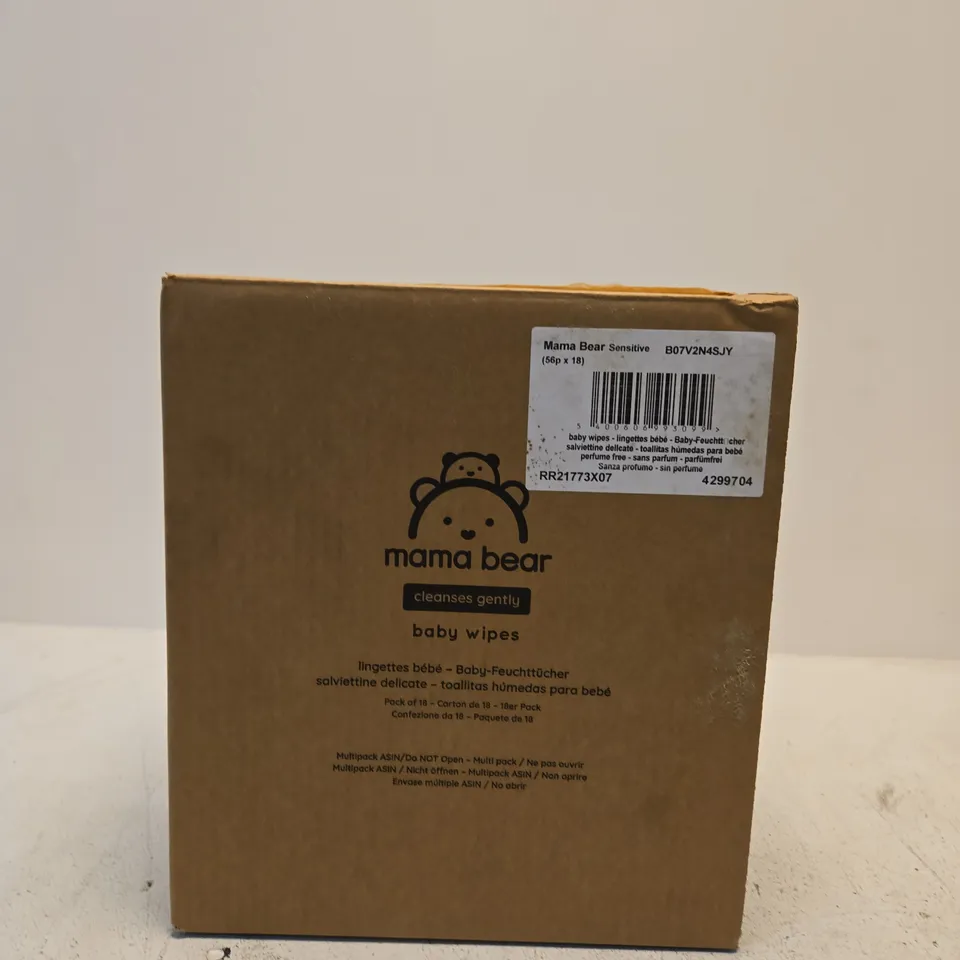 BOXED MAMA BEAR SENSITIVE BABY WIPES – BOX OF 18