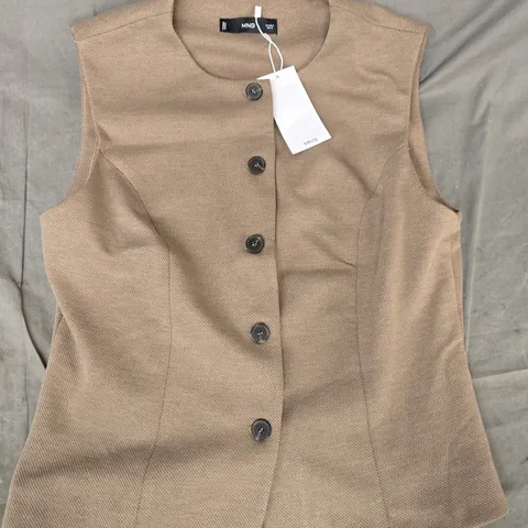 MANGO LUCA TAILORED WAISTCOAT IN TAUPE SIZE MEDIUM