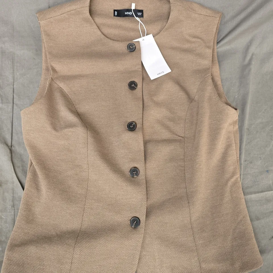 MANGO LUCA TAILORED WAISTCOAT IN TAUPE SIZE MEDIUM