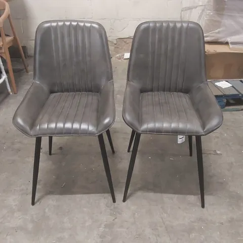 SET OF 2x BROOKLYN LEATHER DINING CHAIRS
