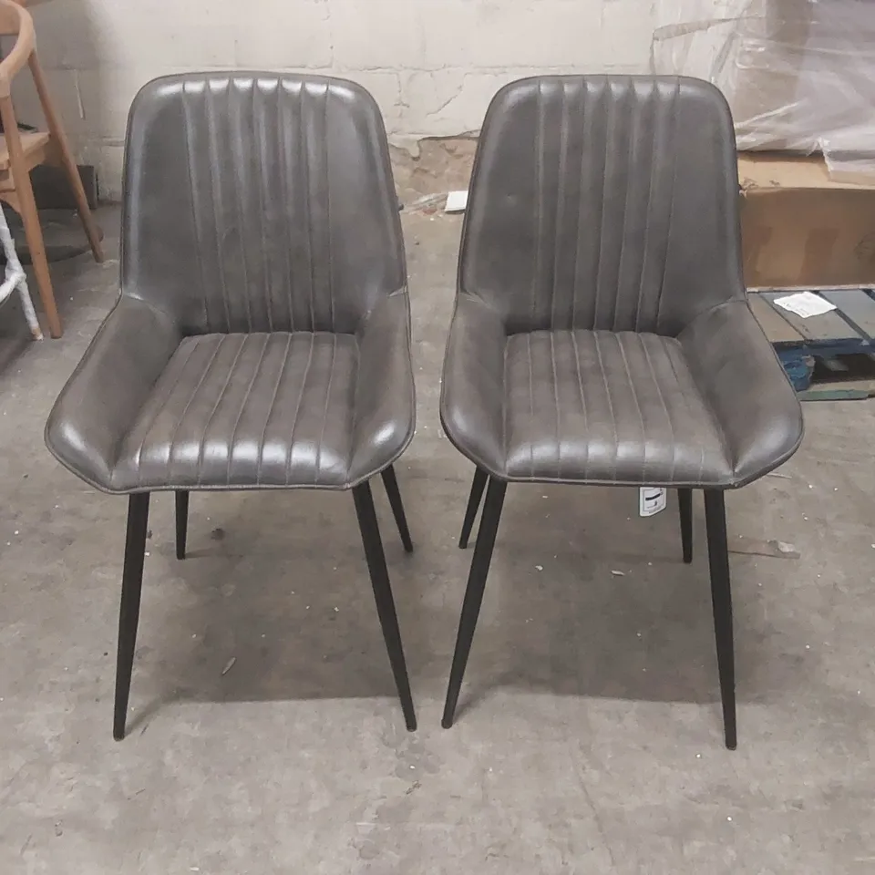 SET OF 2x BROOKLYN LEATHER DINING CHAIRS