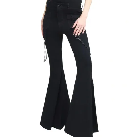 BRAND NEW KILLSTAR - BELIALA FLARES - BLACK WOMEN'S PANTS SIZE S