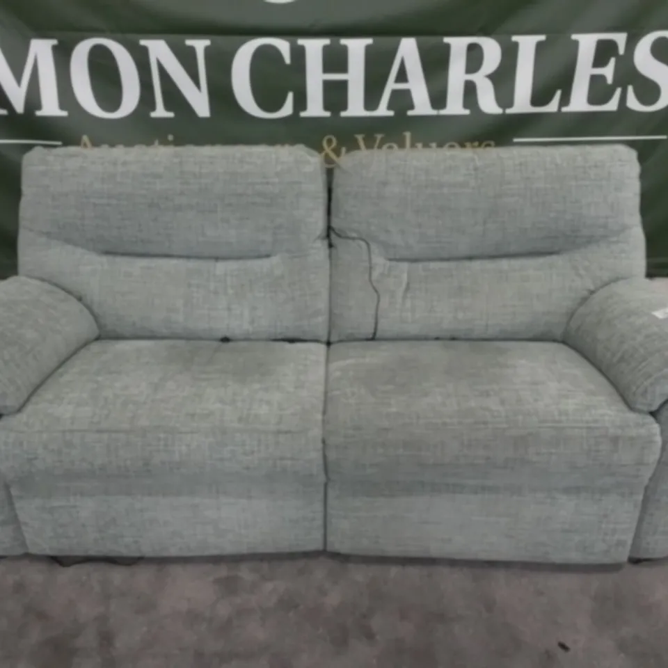 DESIGNER G PLAN MADE SEATTLE WAFFLE MIST FABRIC ELECTRIC RECLINING THREE SEATER SOFA