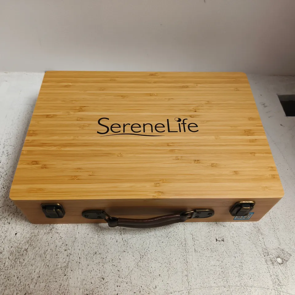 BOXED SERENELIFE HOT STONE MASSAGE KIT – BAMBOO CARRY CASE (PSLMSG65)
