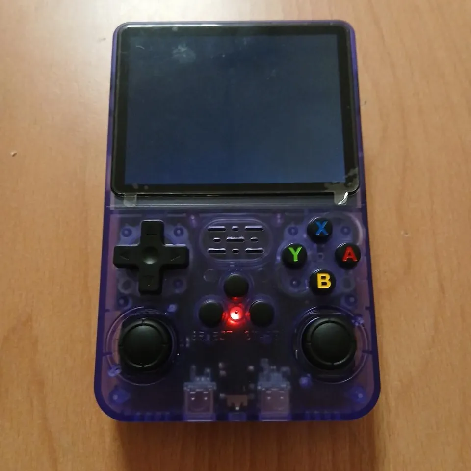 GAME CONSOLE R36S HANDHELD – PURPLE TRANSLUCENT CASE