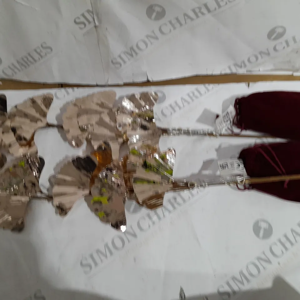 ALISON CORK SET OF 2 GINKO LEAF PRELIT STEMS - GOLD