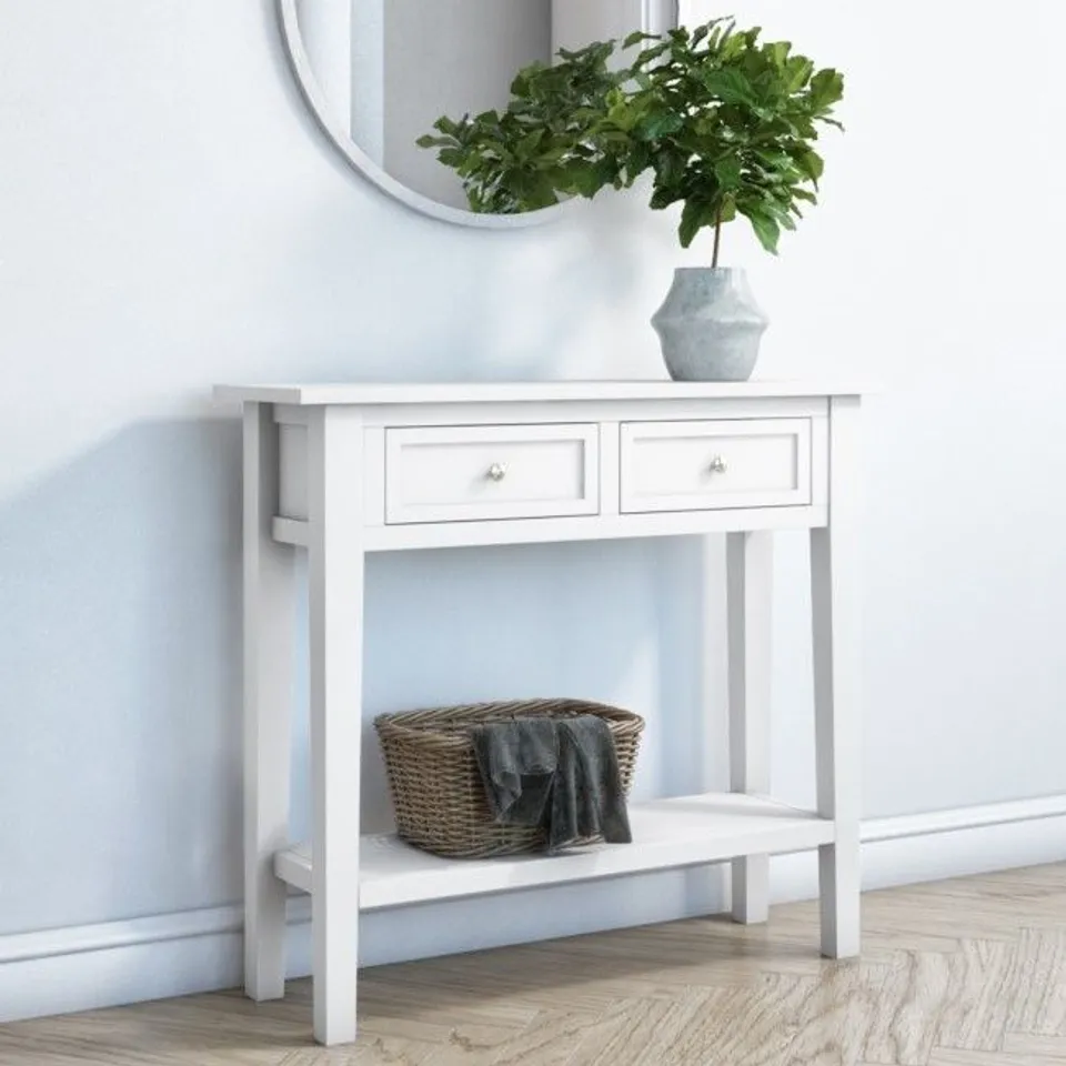 BOXED - ELMS WHITE NARROW CONSOLE 