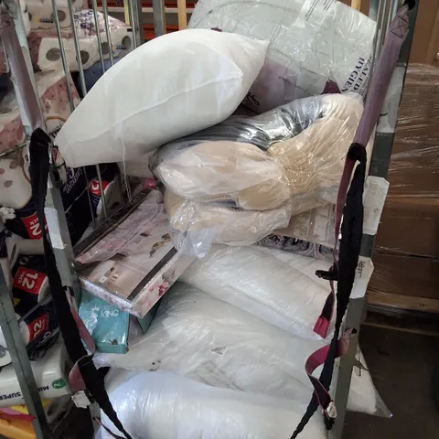 CAGE CONTAINING ASSORTED PILLOWS & BED SETS