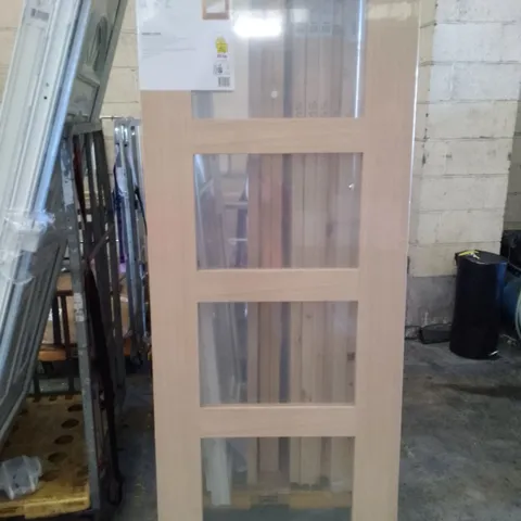 SHAKER 4 PANEL OAK VENEER CLEAR GLAZED INTERNAL DOOR 1981×762×35MM