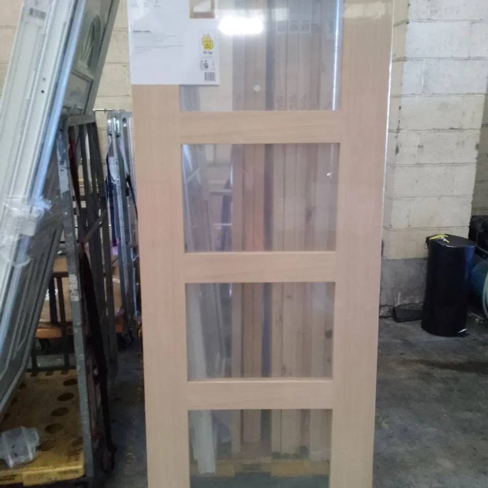 SHAKER 4 PANEL OAK VENEER CLEAR GLAZED INTERNAL DOOR 1981×762×35MM