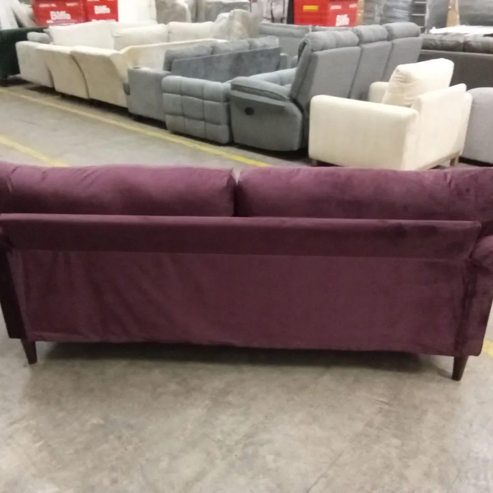 ROSDORF PARK LENAPAH 3 SEATER VELVET ROLLED ARM SOFA - DAMSON