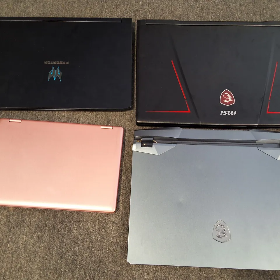 LOT OF 4 ASSORTED LAPTOPS TO INCLUDE ACER PREDATOR I-7, STEELSERIES I-7 AND MSI MS-17C1