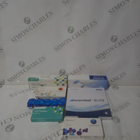 BOX OF ASSORTED CONTACT LENSES TO INCLUDE EVERCLEAR, EASY VISION AND ACUVUE MOIST