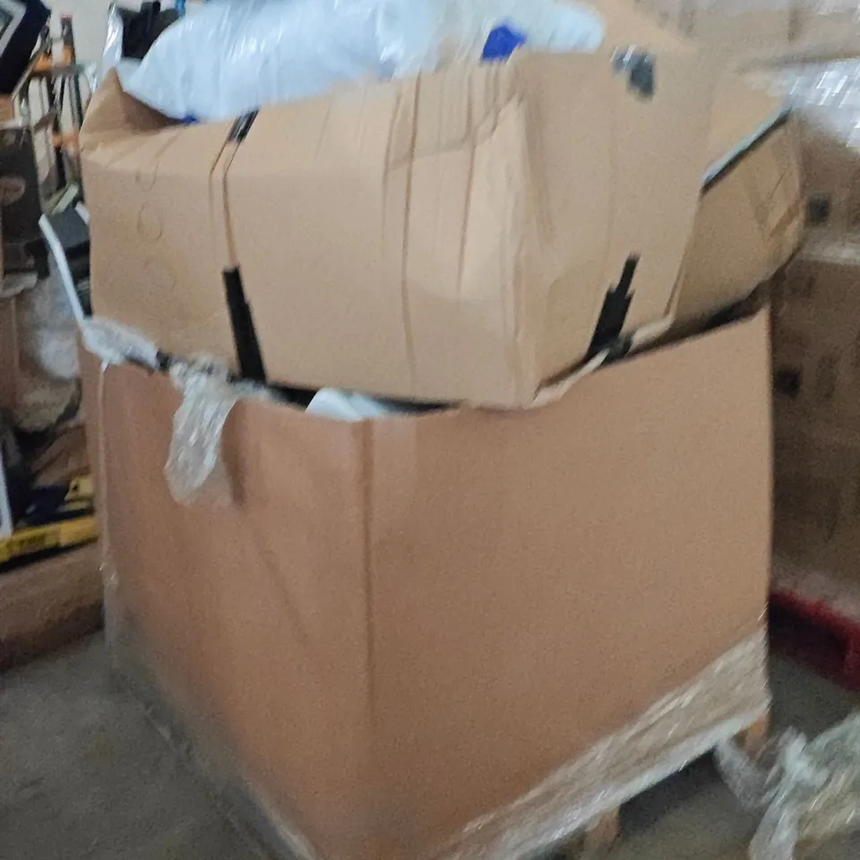 PALLET OF ASSORTED HOUSEHOLD GOODS AND PRODUCTS TO INCLUDE;PILLOW,CLOTHES AIRER,MINI FRIDGE,NECK PILLOWS