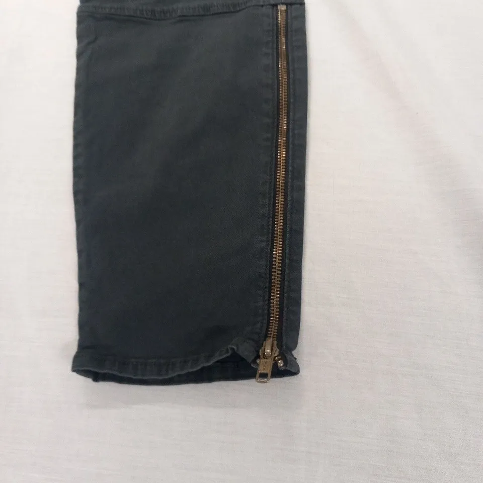 J BRAND AGNES WORN SHARK LOW RISE MODERN MOTO ZIP SKINNY LEG TROUSERS SIZE 32