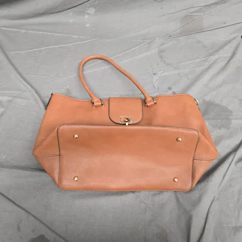 DUNE LONDON BROWN LEATHER HANDBAG – SATCHEL WITH GOLD HARDWARE
