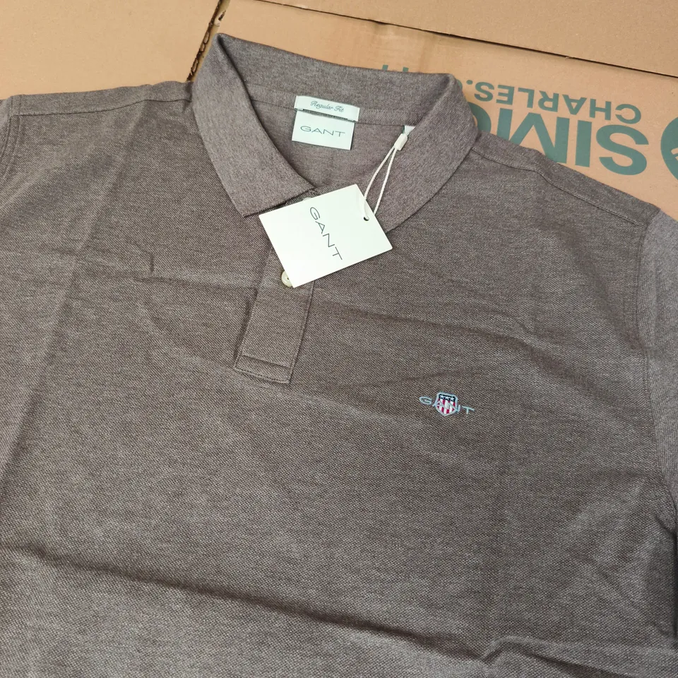GANT REG SHIELD SS PIQUE POLO SHIRT – SEAWOOD MELANGE, XXL
