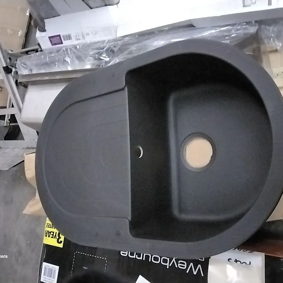 BOXED AGNESI ROUND BOWL SINK AND DRAINER- BLACK 