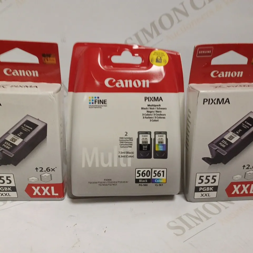 ASSORTMENT OF CANON PRINTER INK CARTRIDGES TO INCLUDE 555, 560, 561