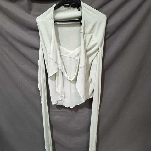 EGO WOMEN’S DRAPED WRAP CARDIGAN – UK SIZE 16 – LIGHT SAGE