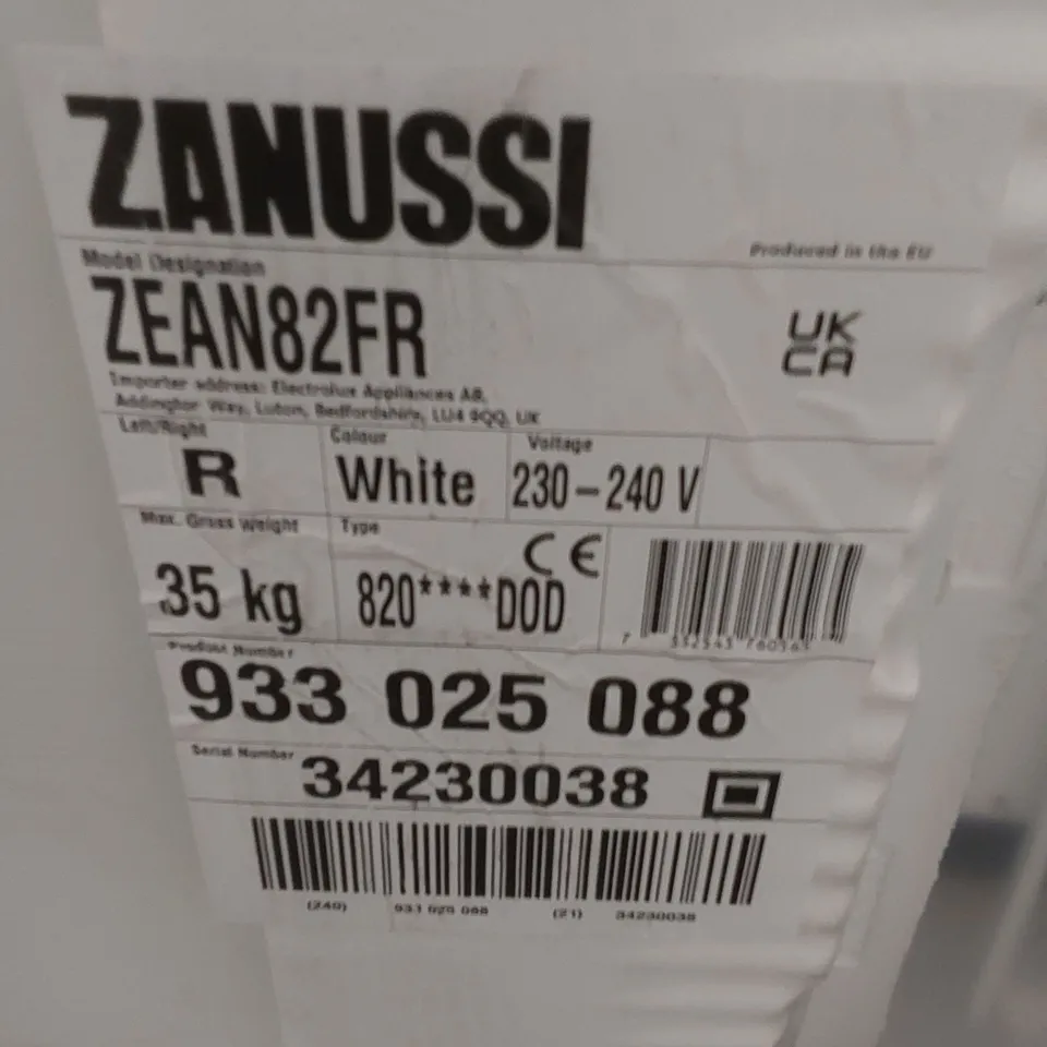 ZANUSSI ZEAN82FR BUILT-UNDER FRIDGE WITH ICE BOX, FIXED HINGE, WHITE