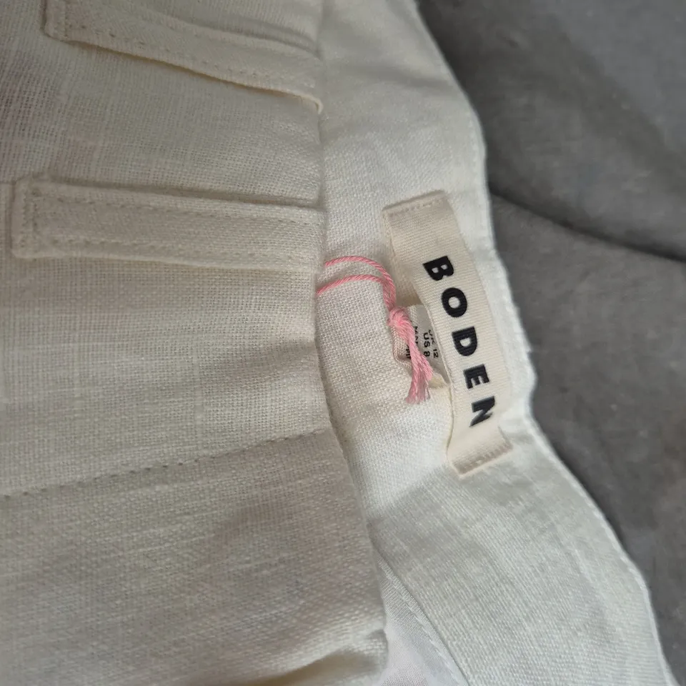 BODEN WOMEN'S LINEN SHORTS, IVORY, UK 12 (US 8)
