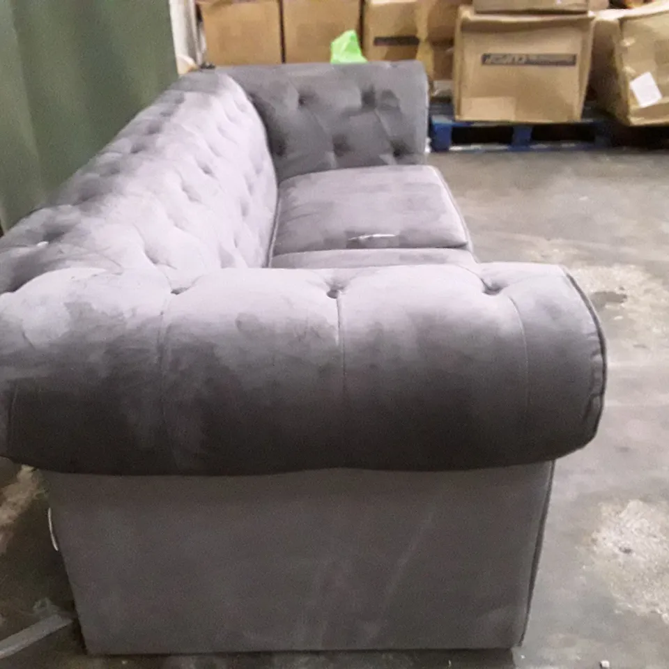QUALITY DESIGNER AARON 3 SEATER SOFA - CHARCOAL VELVET FABRIC