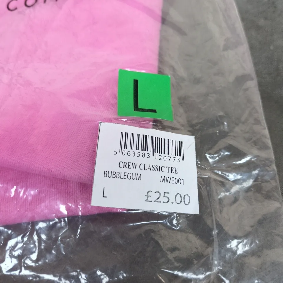 CREW CLOTHING COMPANY PINK BUBBLEGUM TEE LARGE BAGGED