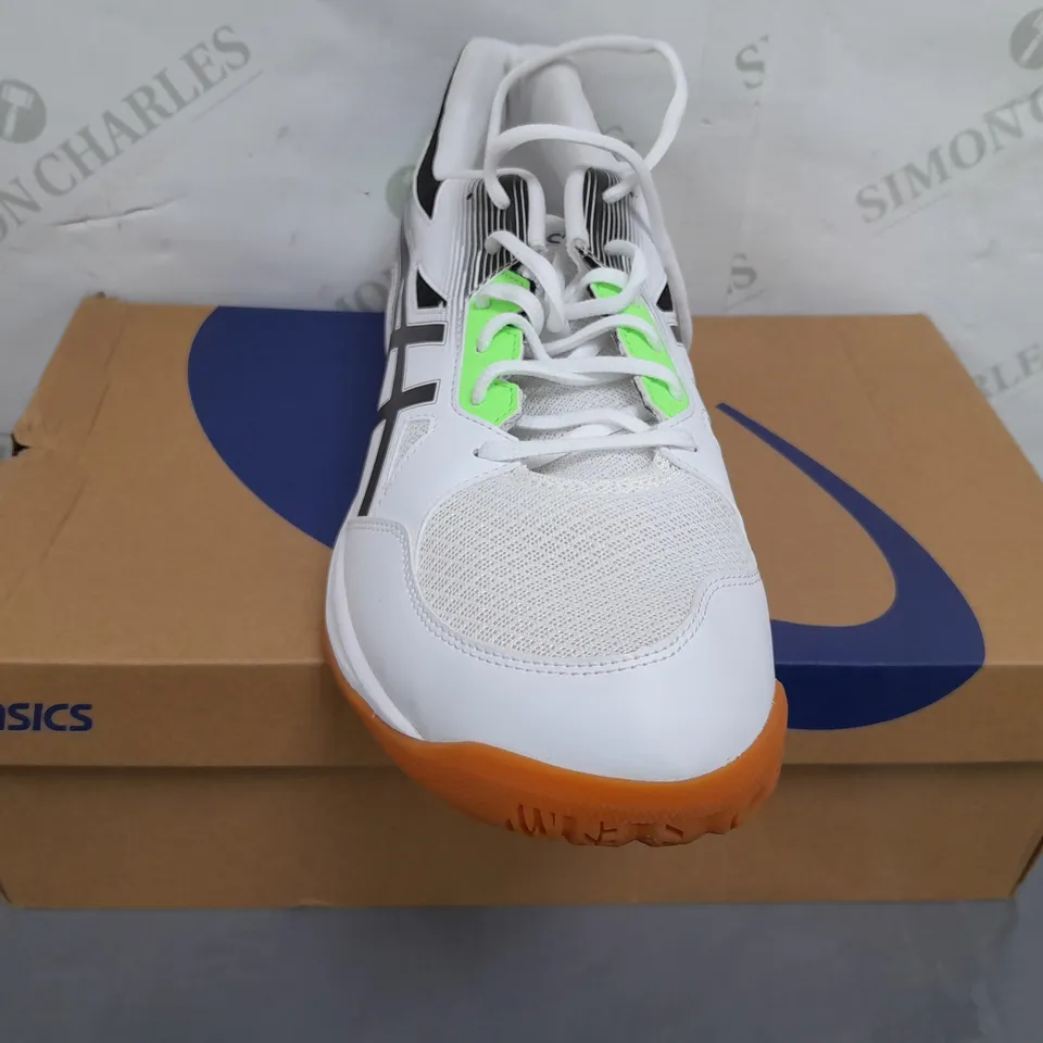 BOXED PAIR OF ASICS GEL-TASK 3 SHOES IN WHITE/BLACK/LIME UK SIZE 13