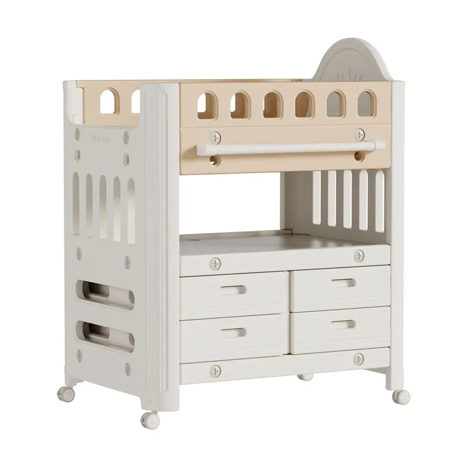 BOXED KIDKID ADJUSTABLE BABY CHANGING TABLE WITH STORAGE & WHEELS - COFFEE COLOUR (1 BOX)