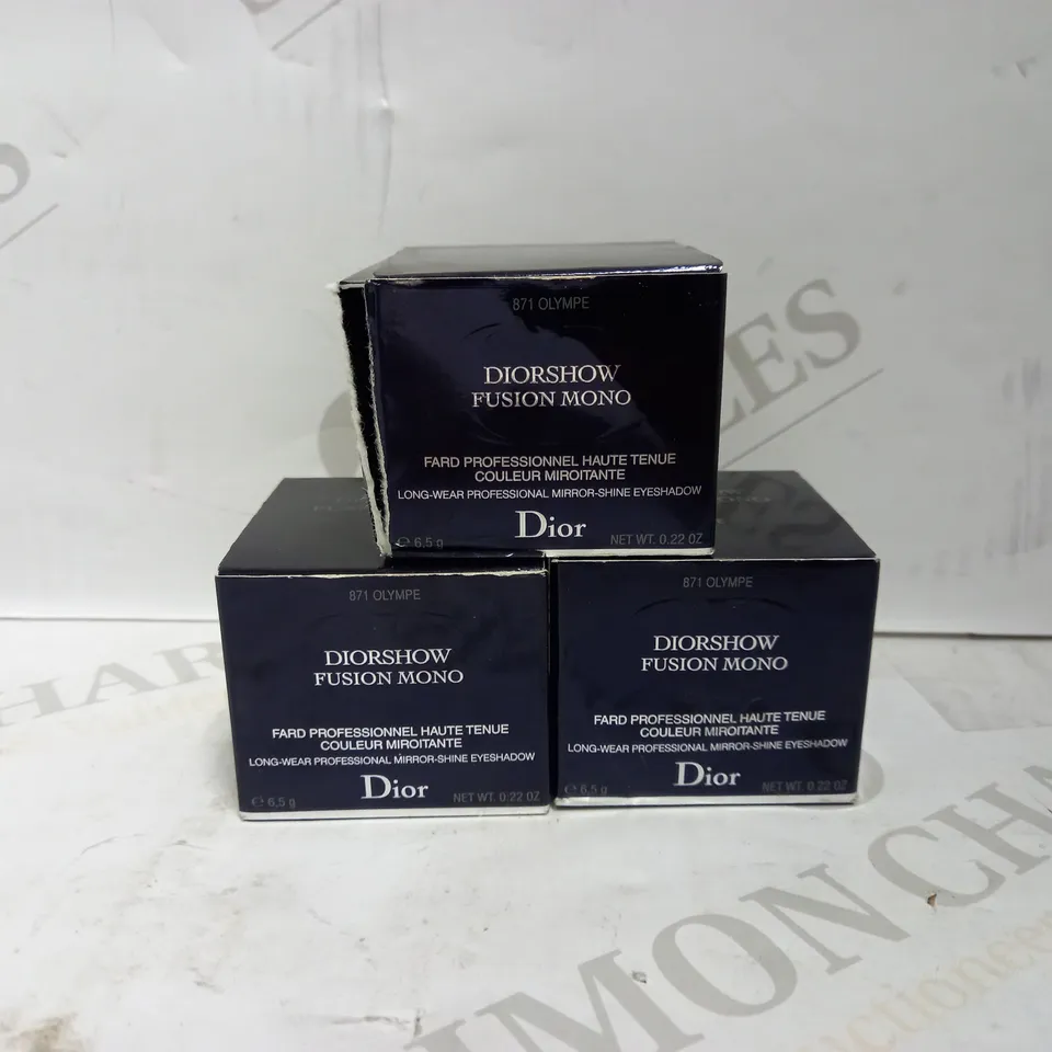 LOT OF 3 DIOR DIORSHOW FUSION MONO FARD PROFESSIONNEL - 871 OLYMPE