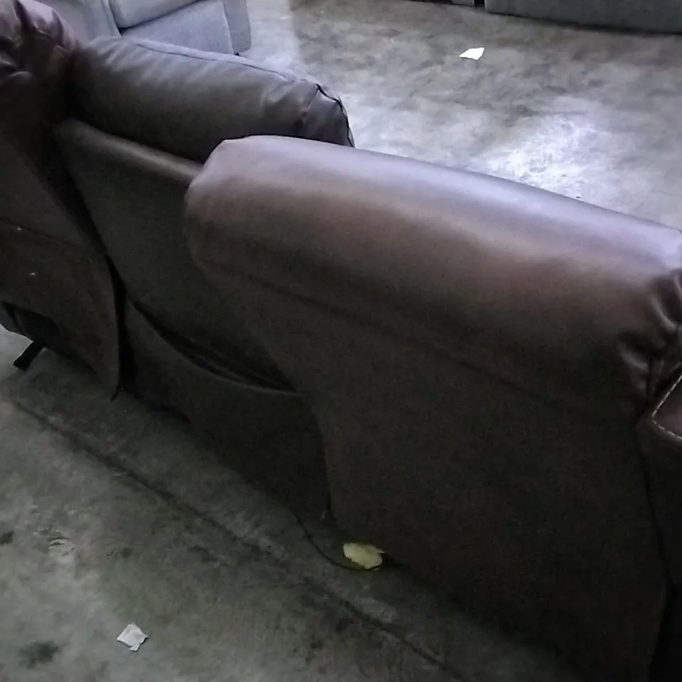 DESIGNER CHOCOLATE LEATHER 3 SEATER POWER RECLINER SOFA 